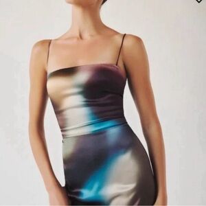 Reformation Frankie Silk Dress in Blur